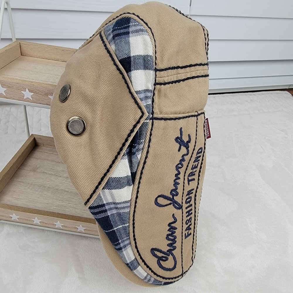 Jamont Fashion Trend Plaid Patchwork Beret Hat with Flat Visor